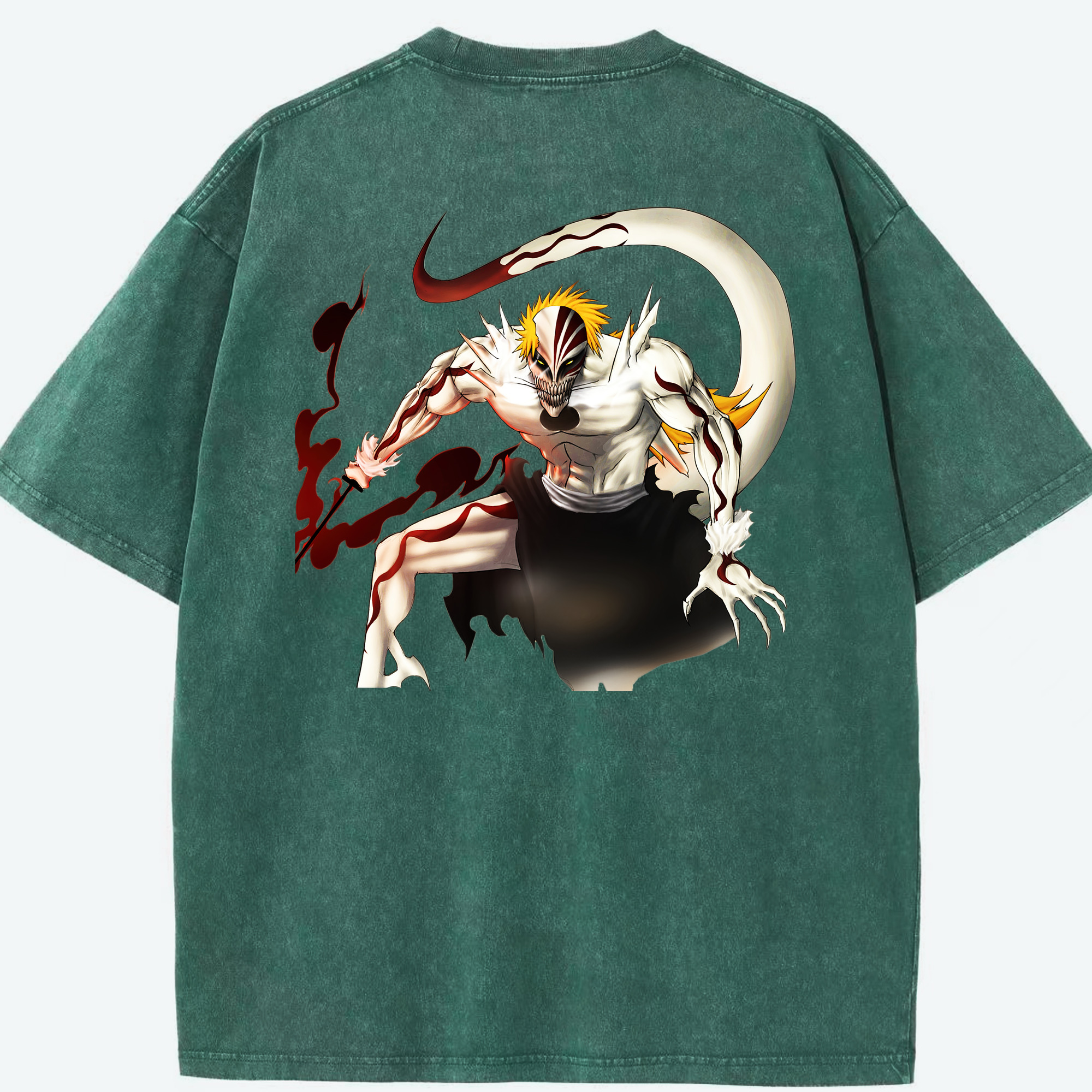 （画像用） ブリーチ 黒崎一護（くろさき いちご）BLEACH Kurosaki Ichigo 綿100% ヴィンテージ風 半袖Tシャツ（背面プリント）